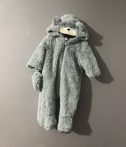 Grey bear hooded - hooded, fleece