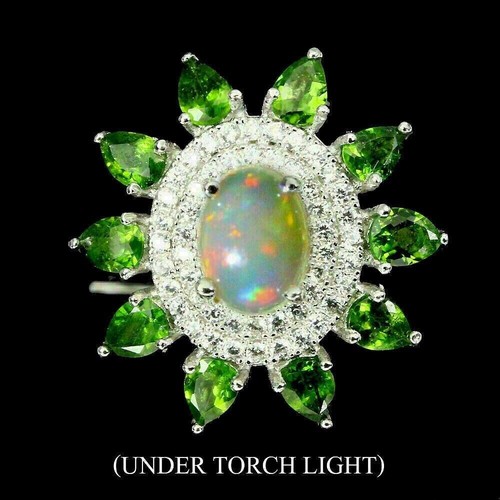 Silver ring opal - silver, chrome