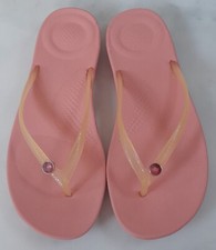 FITFLOP IQUSHION TRANSPARENT SIZE 8/42 PALE PINK FLIP FLOPS + CHARMS FREE P&P