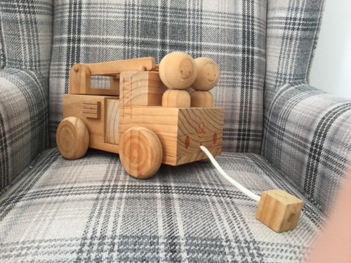 Retro pull along wooden - pull, fire