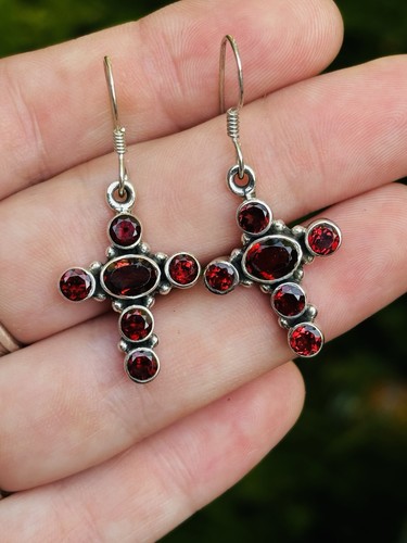 Silver and garnets - , cross