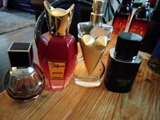 4 X Designer Perfume/Aftershave Bottles Empty. Armani Jean Paul.. Jimmy Choo..
