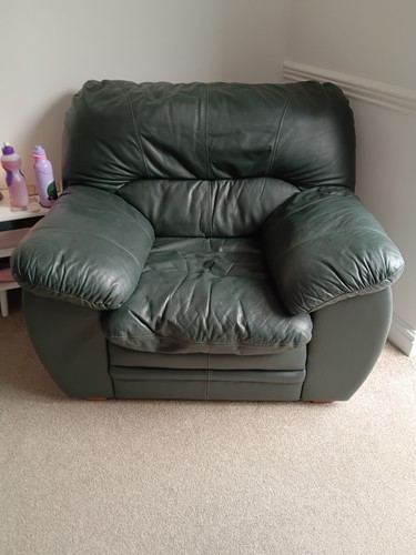 Dark green leather immaculate - leather,