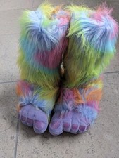 Rainbow Monster Feet Slipper Fur Sock Boots