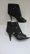 Size 5 NINE WEST Black Leather Ankle Boots- Cut Out Upper- Stiletto Heel- VGC