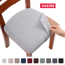 1-6pcs Dining Chair Seat Covers Stretch Jacquard Cushion Slipcovers Protector