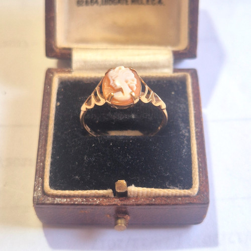 9ct gold cameo shell ring - gold, ring,
