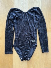 The Zone Crushed Black Velvet Gymnastics Leotard, Size 30