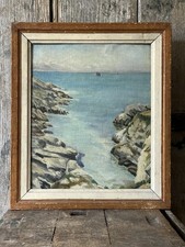 Vintage French Coastal Oil on