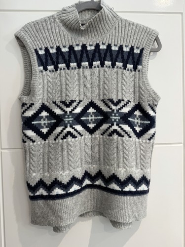 Grey and navy sleeveless - and,