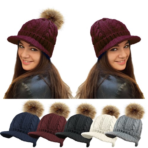 Ladies knit peaked - ladies, beanie