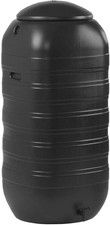 250L Black Slimline Water Butt With Tap & Lid Space Saving Rain Barrel