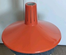 Vintage Danish Orange Enamel Pendant Light Shade 40.5cm Mid Century Modern 