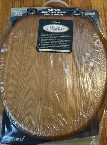 Microban oak round toilet seat - round,