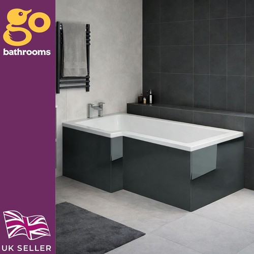 Grey gloss shape bath panel - l,