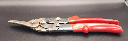 Vintage tin snips with red - snips,