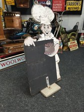Antique Advertising - Vintage Large Bakery Boy Shop Sign / Specials Black Board