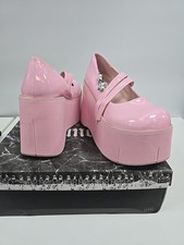 Demonia pink Mary Jane shoes UK size 7 one of the buckles is snapped
