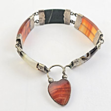 Vintage Scottish Agate Panel Bracelet