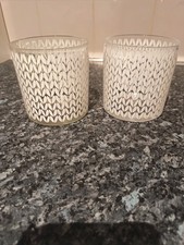 2 Large Patterned Glass Candle Jars Vases Containers