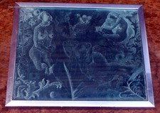 Art Deco antique etched glass