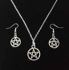 Pentagram Necklace And Earrings Set Witchcraft Wicca Pagan Gift