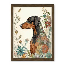 Doberman Dog Spring Flowers