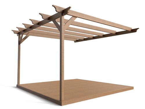 Wall mounted wooden pergola - wall,
