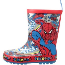 BOYS MARVEL SPIDERMAN MULTI COLOUR WELLIES RAIN WELLINGTON BOOTS UK SIZE 8-2