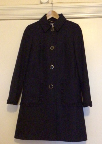 Black navy wool great coat - black,