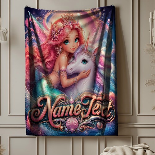 Mermaid with unicorn - unicorn, coral