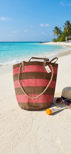 Large pink striped straw - pink,