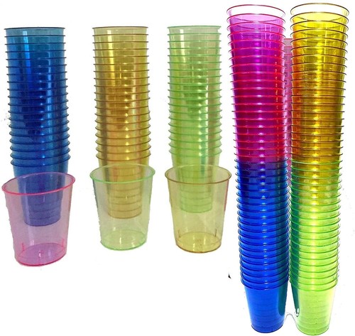 160 plastic shot glasses neon - plastic,