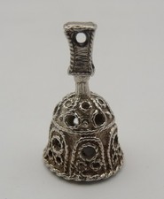 Vintage Sterling Silver Hand Bell Charm Pendant Jingles Fancy Ornate 5.7g
