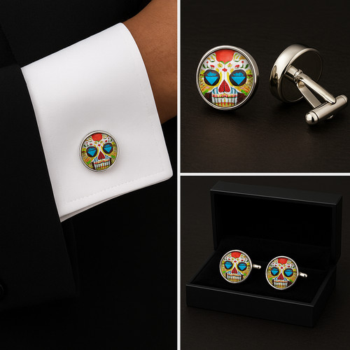 Cufflinks gift hub - gift, skull
