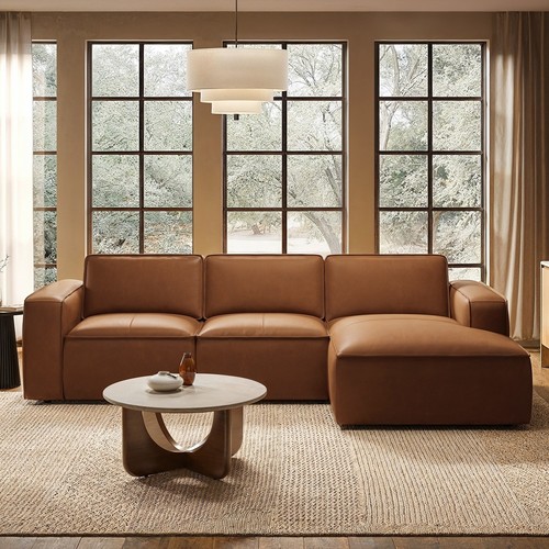 Brown real leather right - brown,