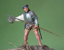 Painted Figure English Hallebardier MILITARY POST 75mm Oil and Model