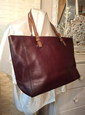 FOSSIL Tan REAL LEATHER Burgundy Shoulder Shopper Laptop Bag Medium Dust Bag