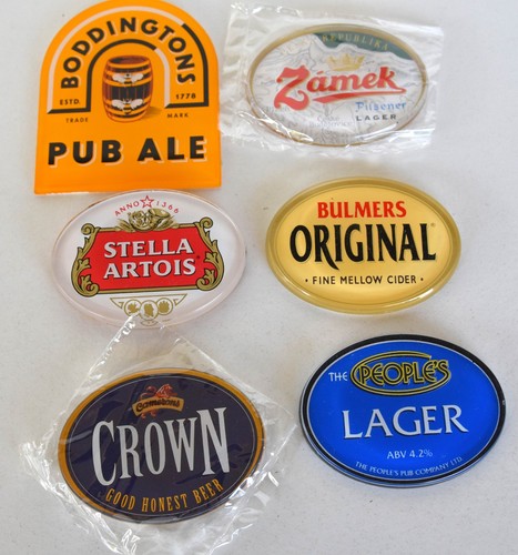 Six acrylic beer tap tops - six,