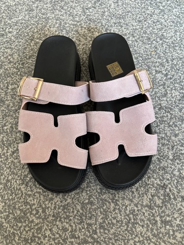 Pale pink faux suede chunky - pink,