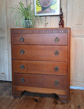VINTAGE OAK ART DECO CHEST OF