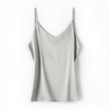 Women Satin Faux Silk Camisole Tank Top Vest V Neck Strap Undershirt Casual
