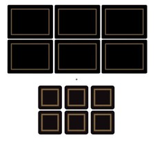 Pimpernel Classic Black Placemats & Coasters - Set of 6