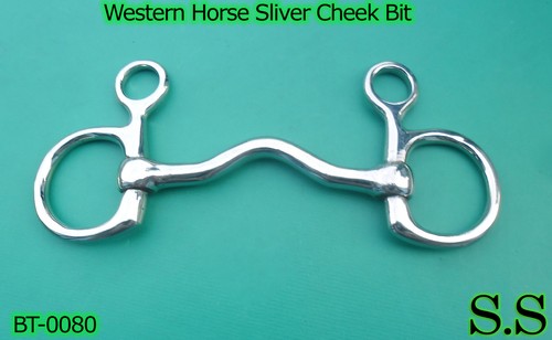 Western horse silver cheek bit - horse,