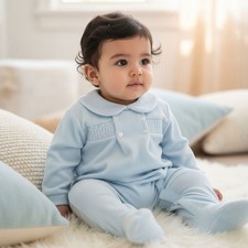 Baby Boy Velour Sleepsuit
