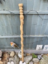 Vintage Handmade Wooden Walking Stick  With Entwined Snake