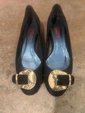 Ladies Black Suede Low Heeled