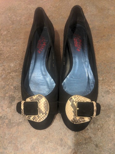 Ladies black suede low - suede,