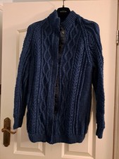 Hand KNIT NAVY BLUE CARDIGAN LONG