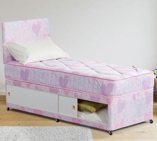 Single 3ft pink loveheart bed - 3ft,